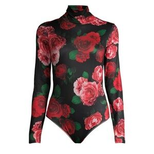 Floral Black and Red Bodysuit